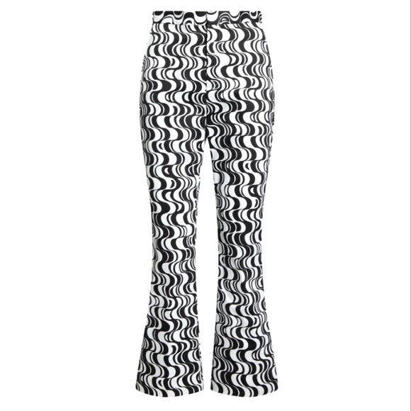 POLO RALPH LAUREN NEW GRAPHIC MOTIF SATEEN KICK FLARE PANT SEXY GROOVY ROCKSTAR - Picture 1 of 9